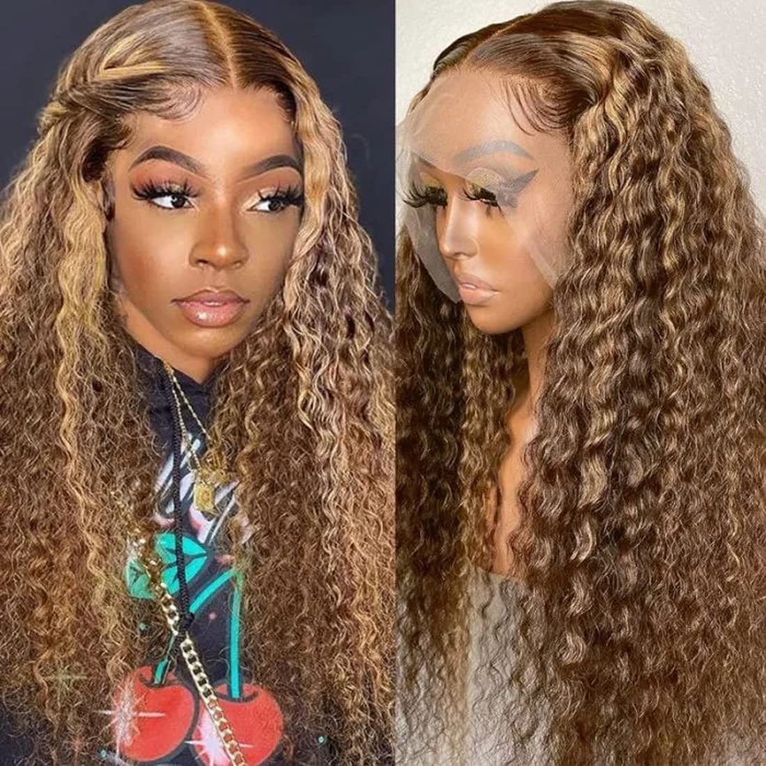13x4 Frontal #4/27 Highlight Curly Wig