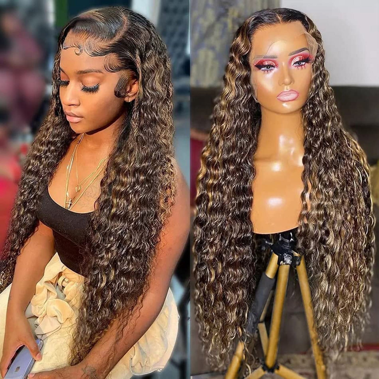 13x4 Frontal #4/27 Highlight Deep Wave Wig